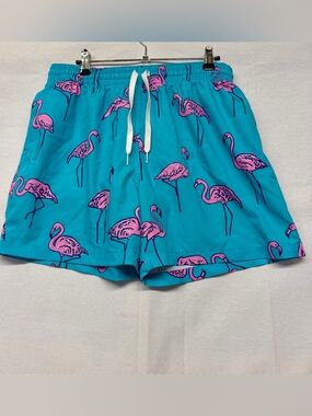 chubbies men’s Teal Swim 5.5 inch Shorts with Pink Flamingo Print size XL